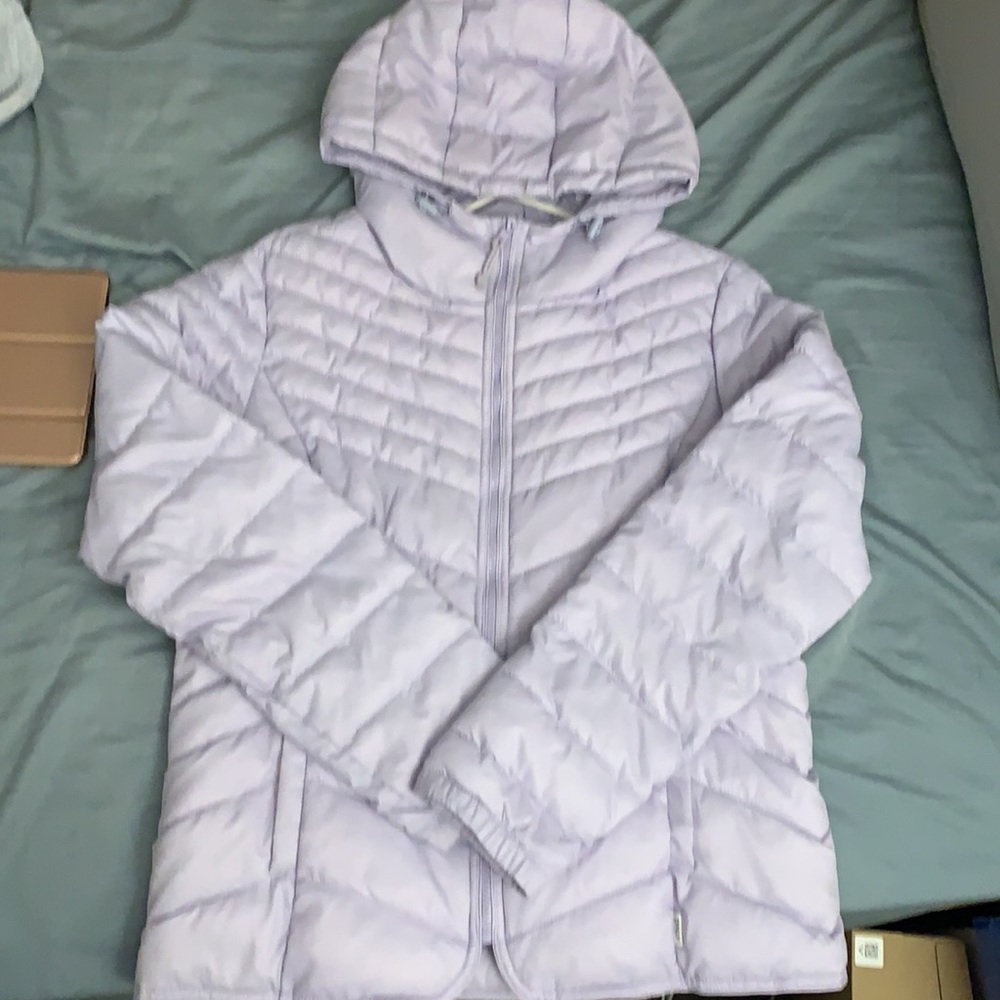 hooded nylon jacket lilac purple